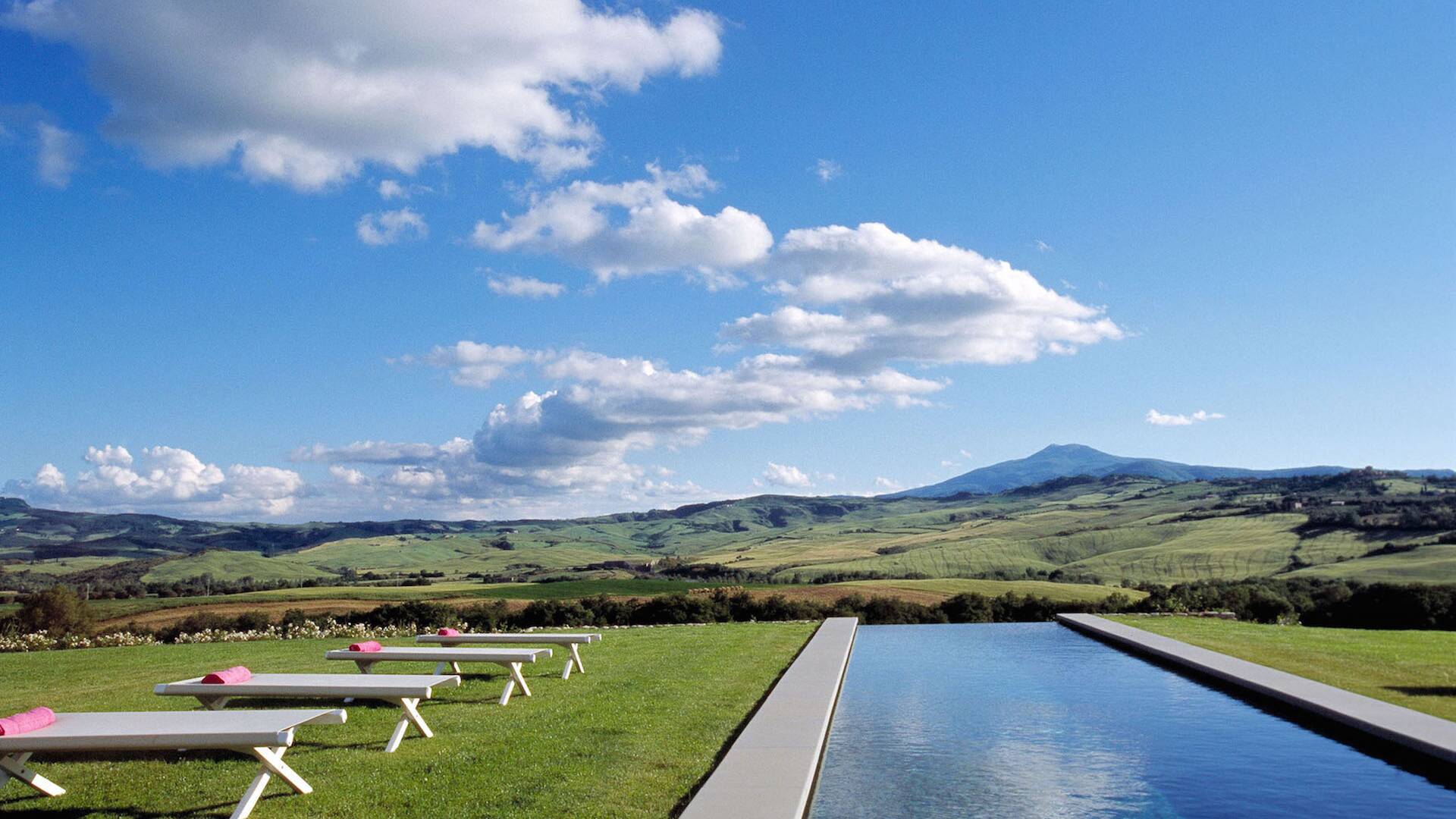 infinity pool with view over the valley