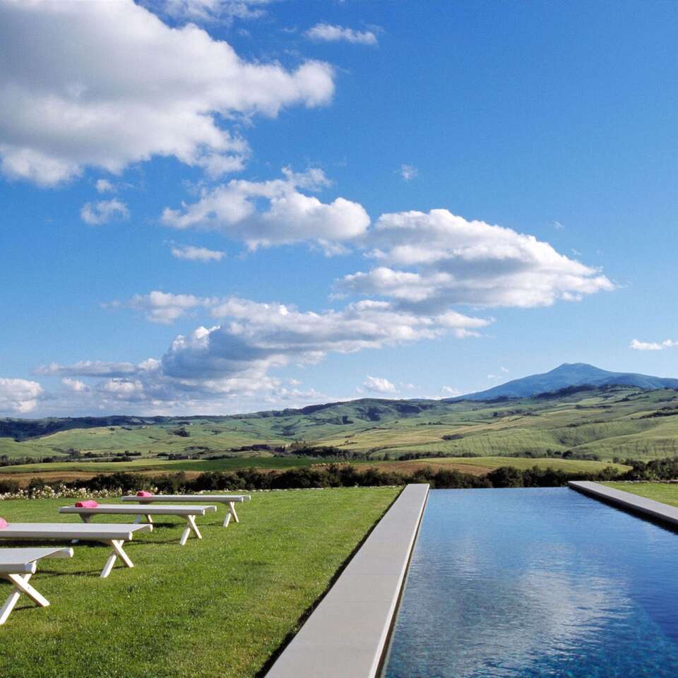 infinity pool with view over the valley