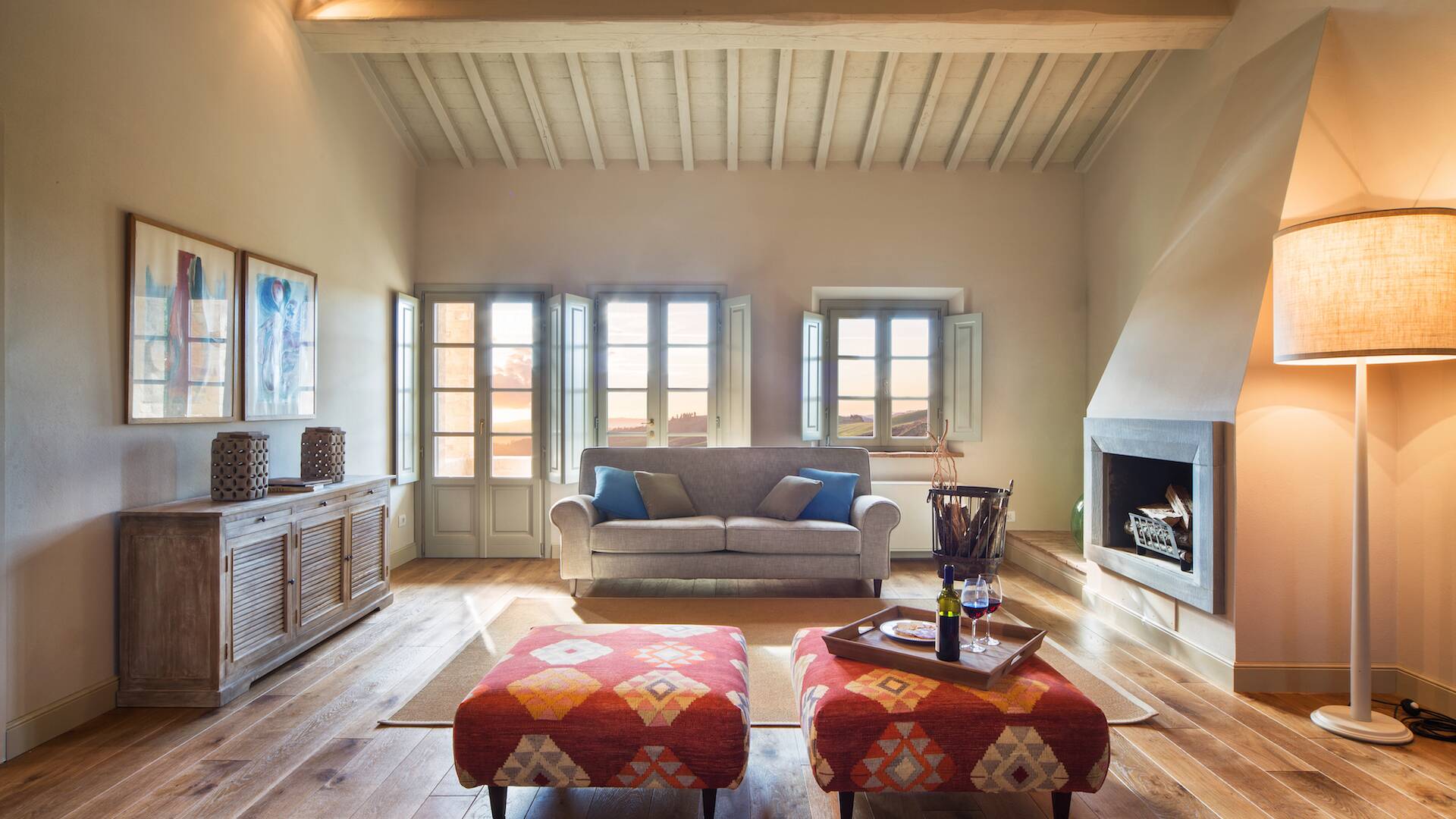 first floor, living room with fireplace