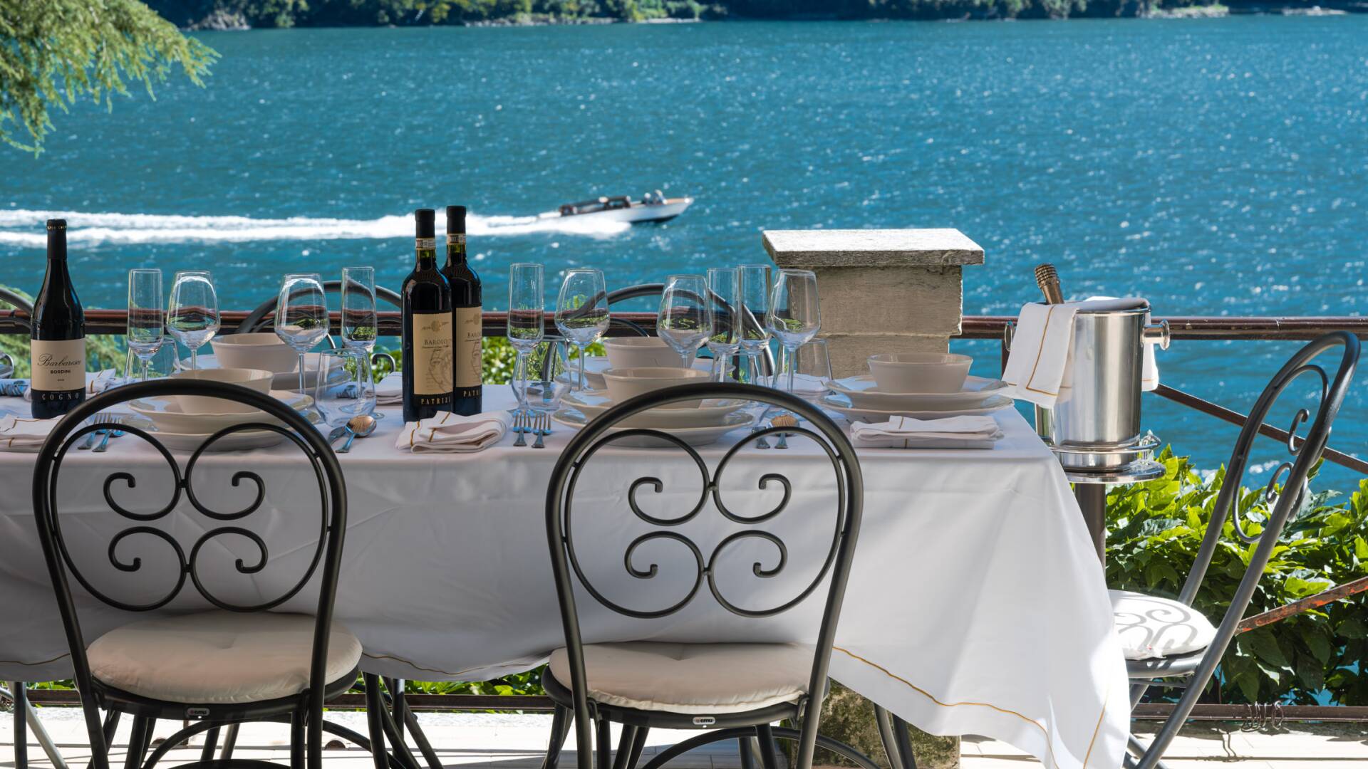 al fresco dining table with sweeping views