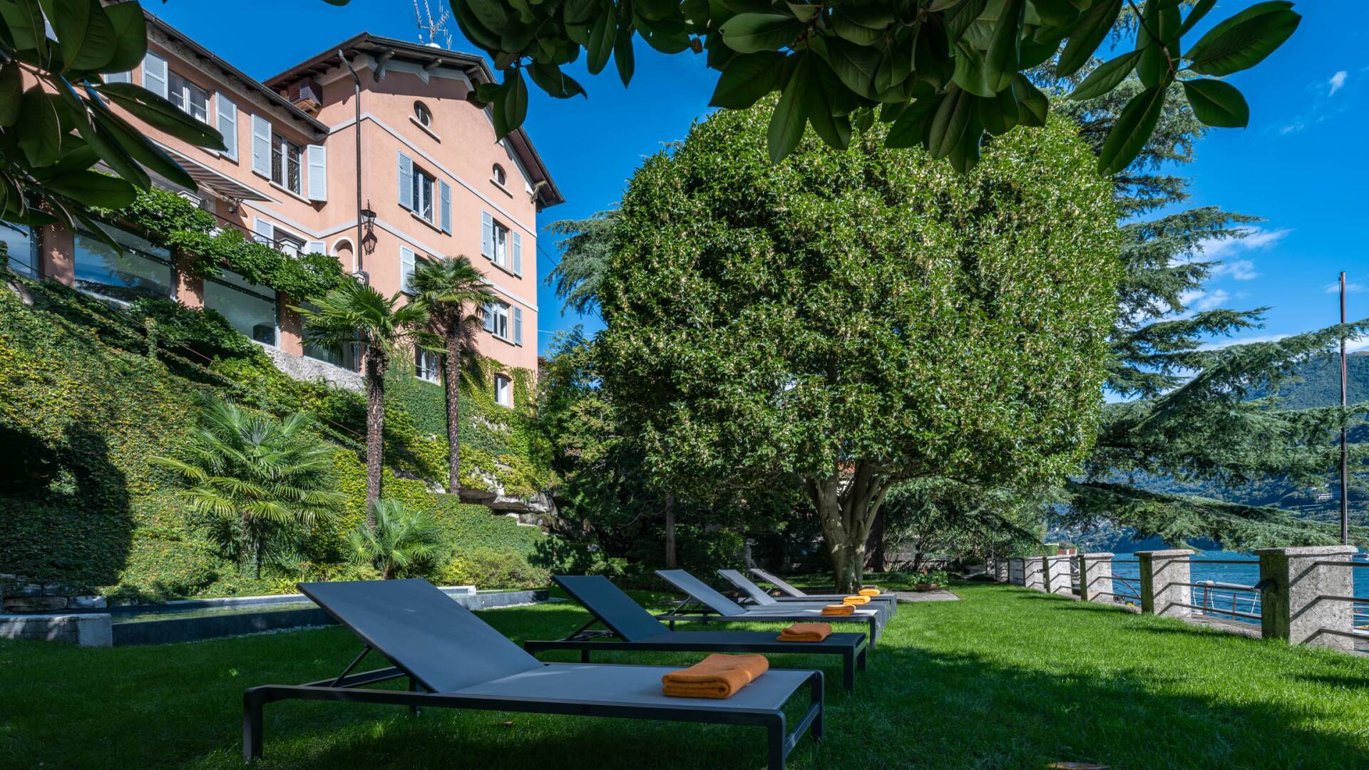 sunbathing area by Lake Como