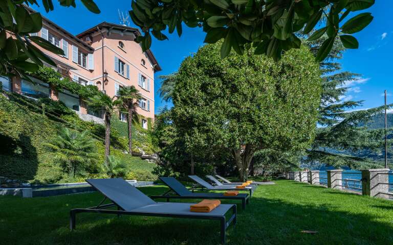 sunbathing area by Lake Como