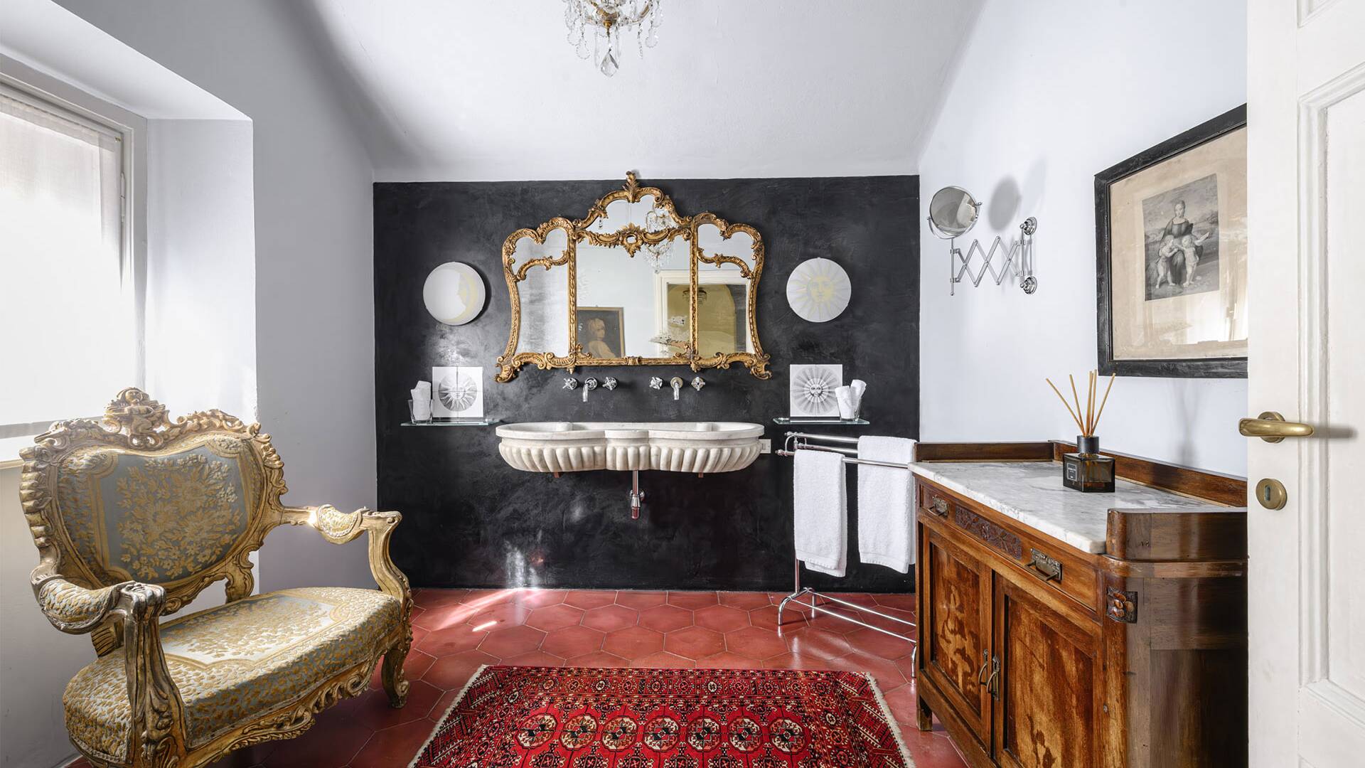 Fornasetti en suite bathroom, third floor