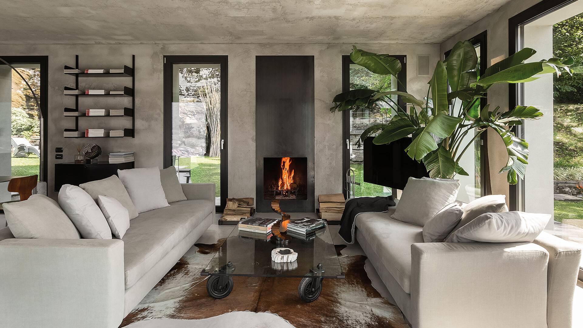 living room with fireplace