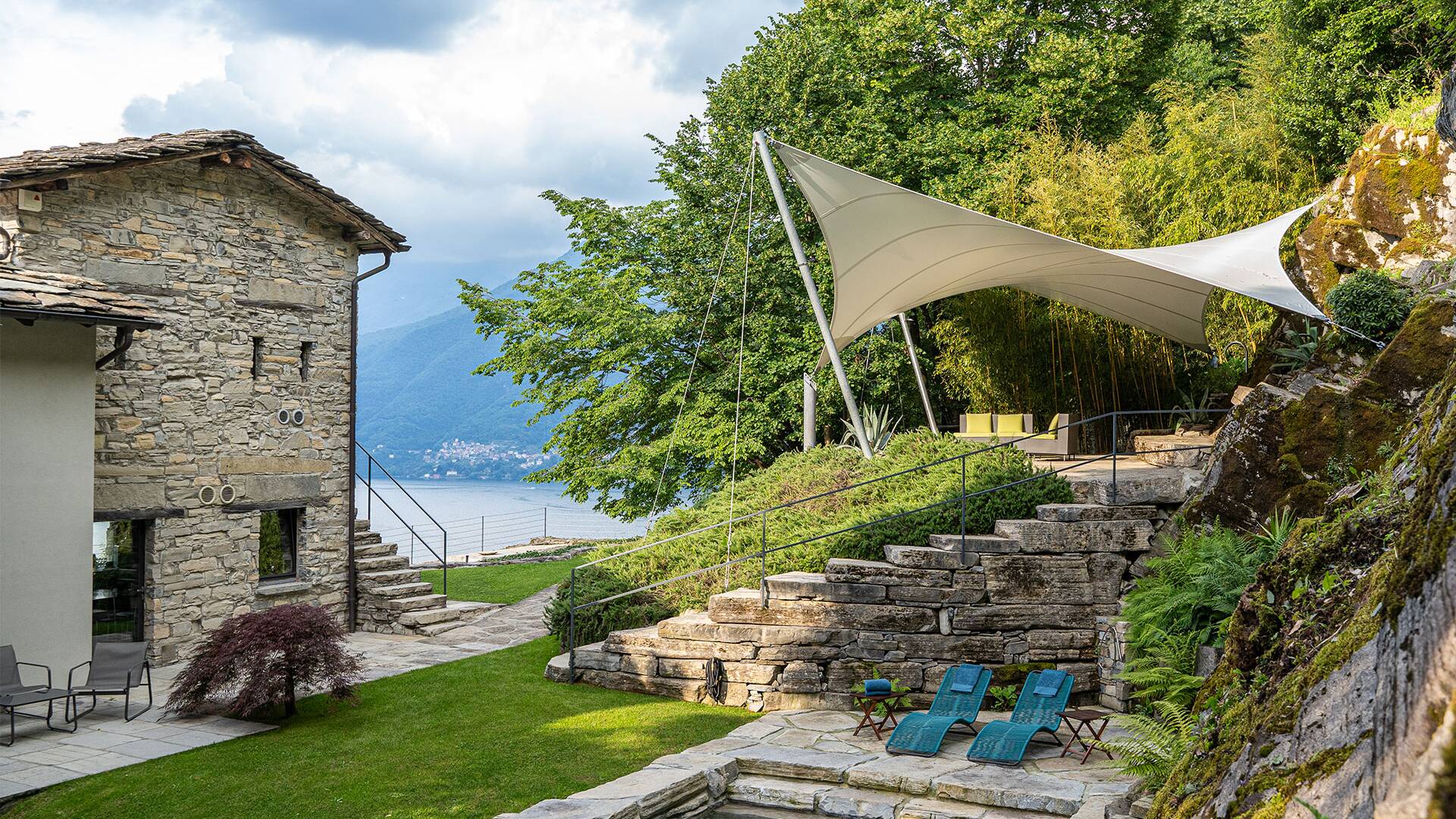 private swimming pool with covered area
