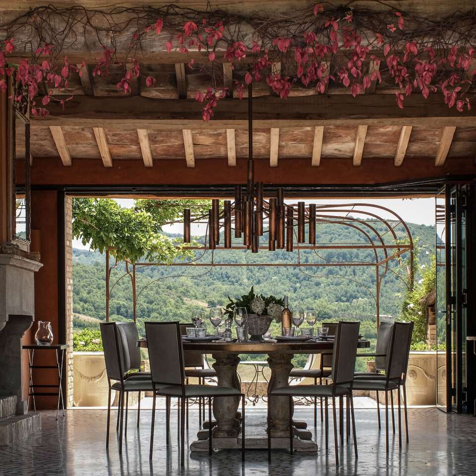 dining room with stunning views