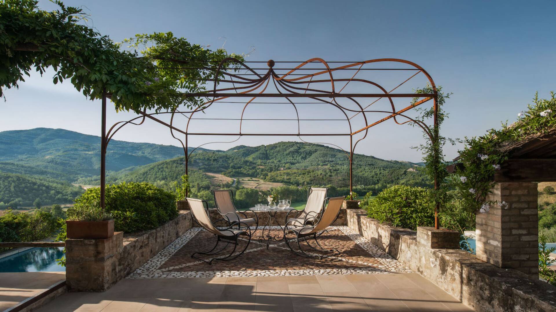 sitting area by the pool