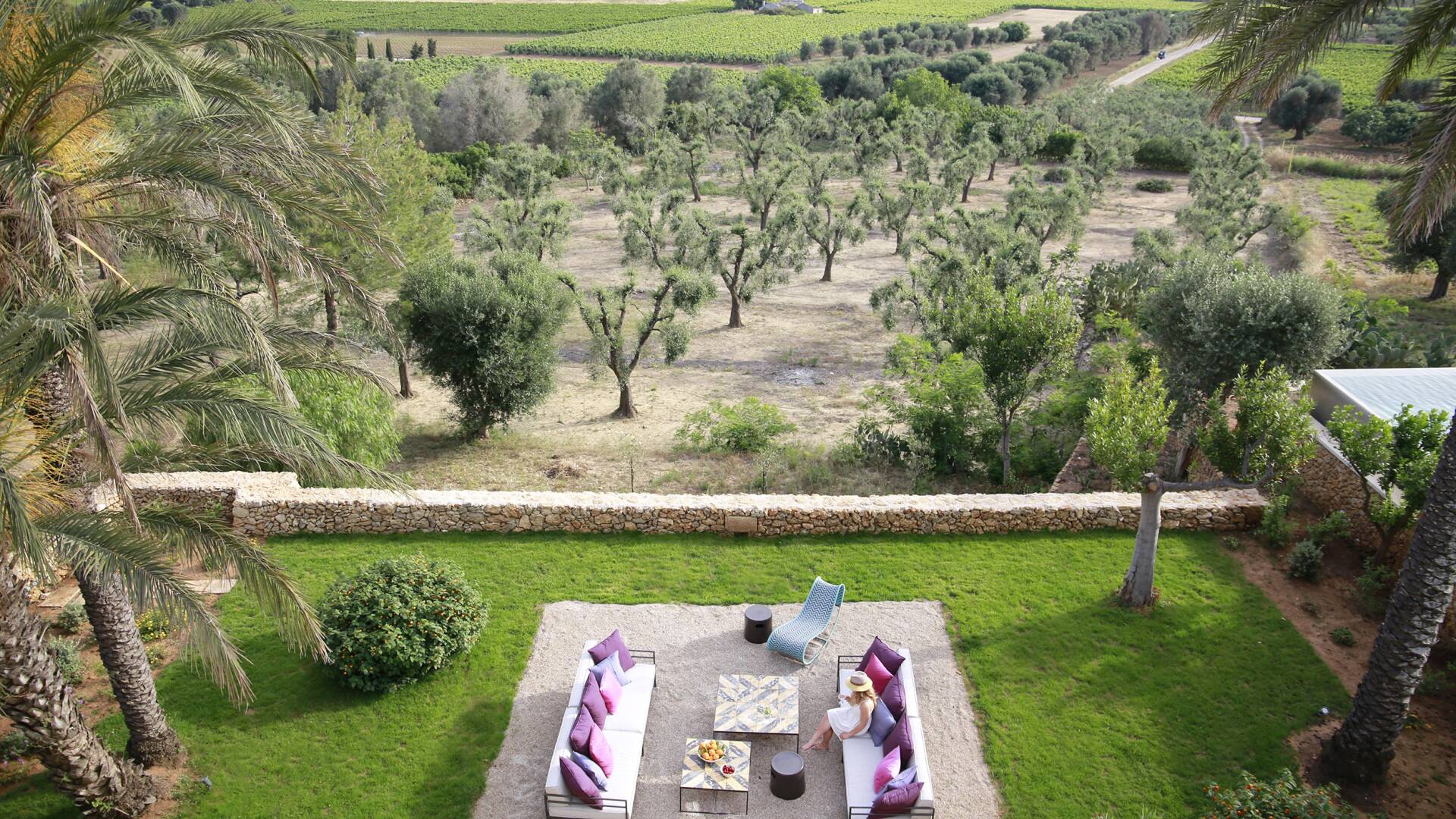 outdoor sitting area with countryside view
