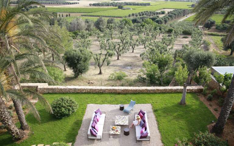 outdoor sitting area with countryside view