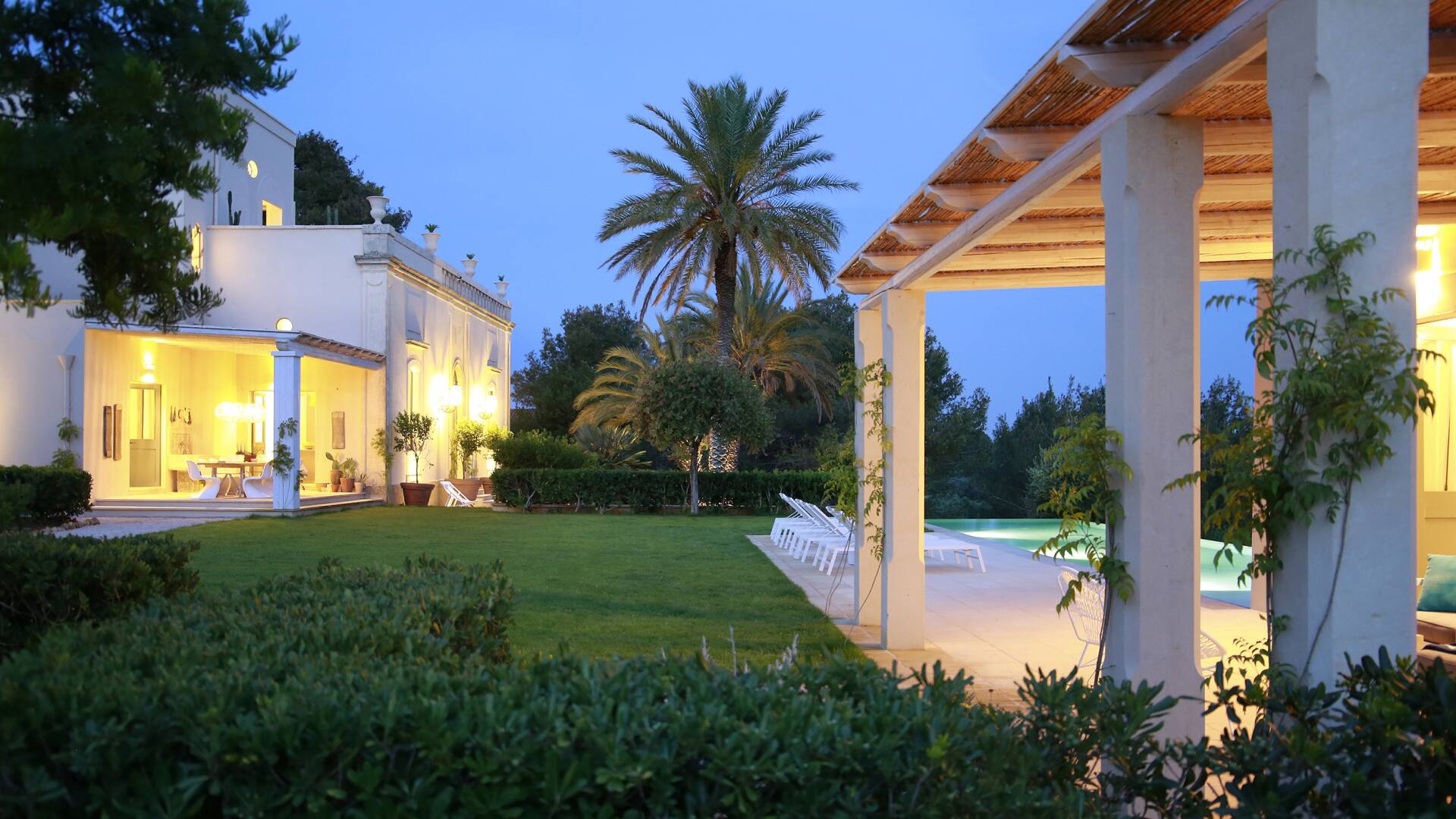 pool area and guest house