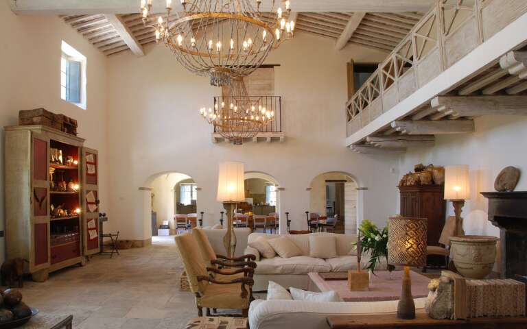 large living room with fireplace