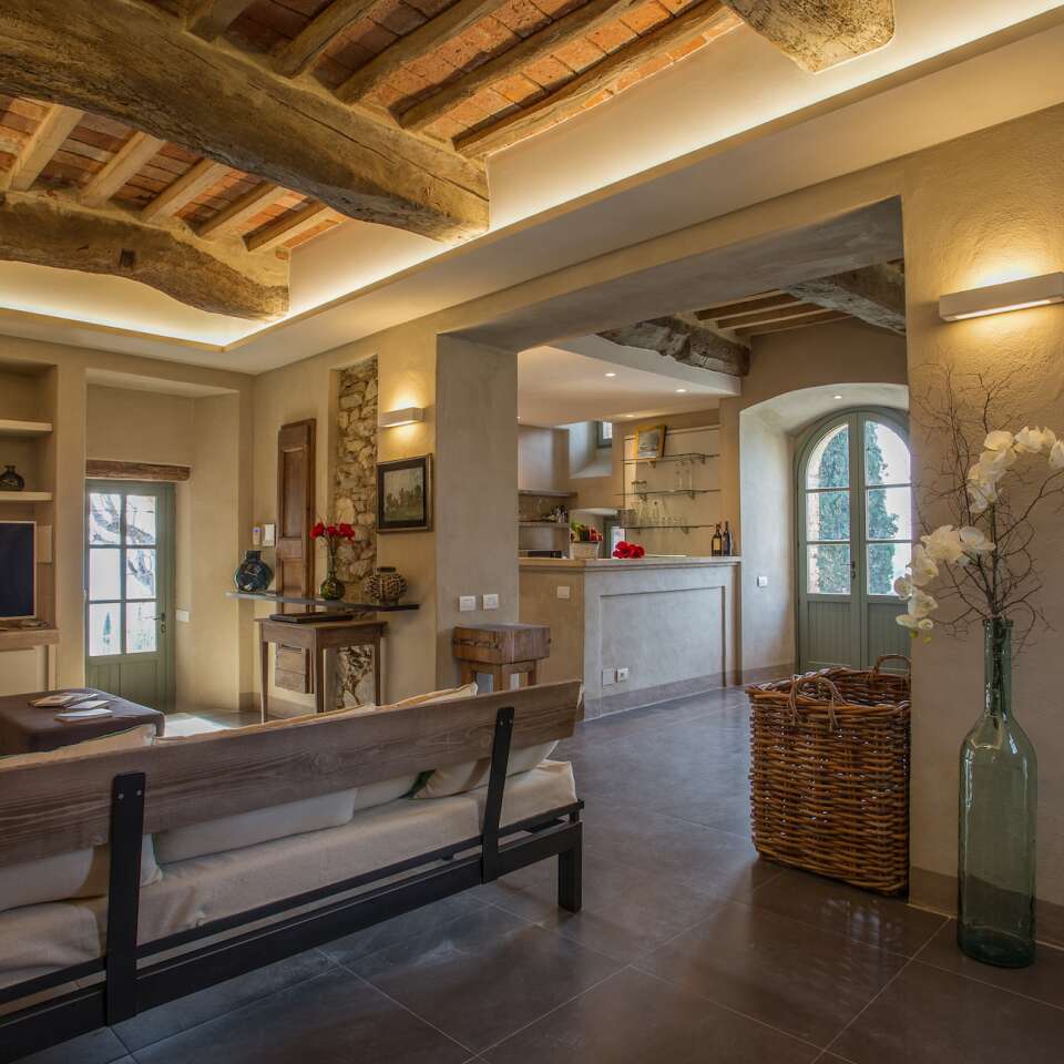 sititng area and kitchen