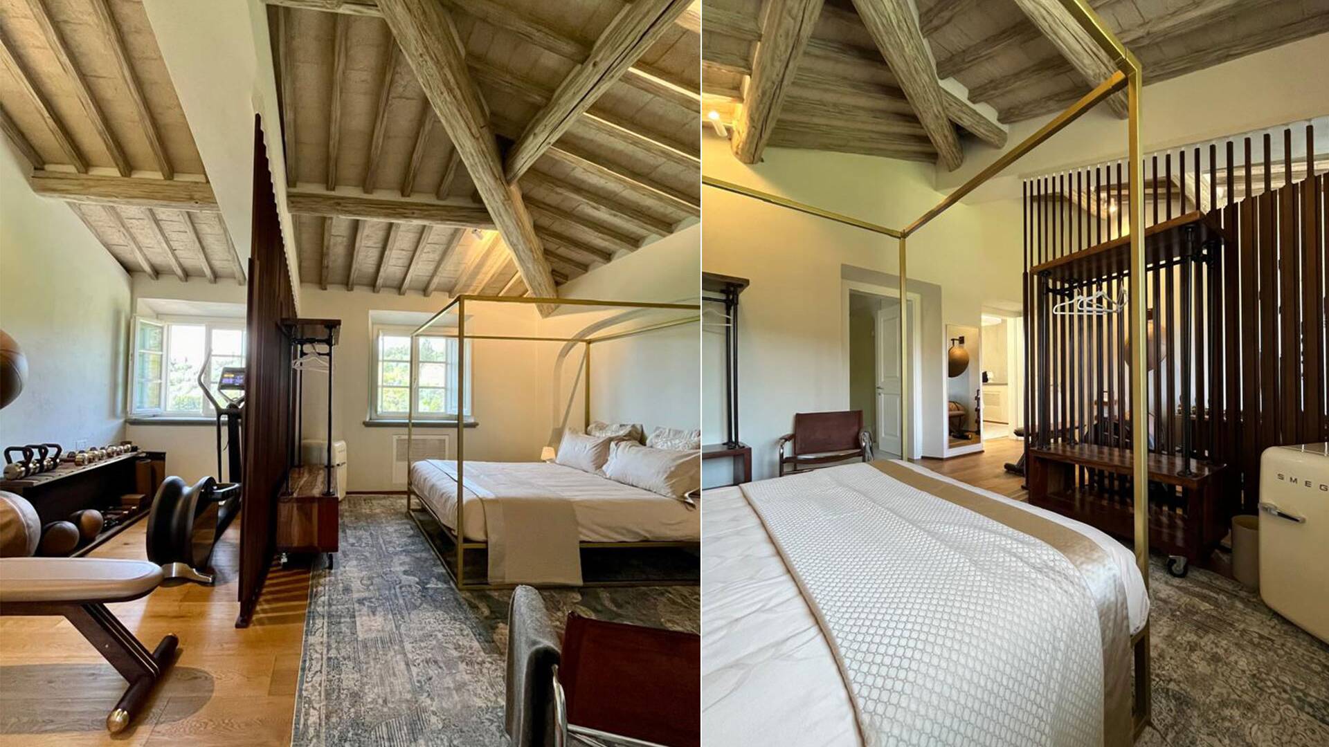 main villa, gym with double bed