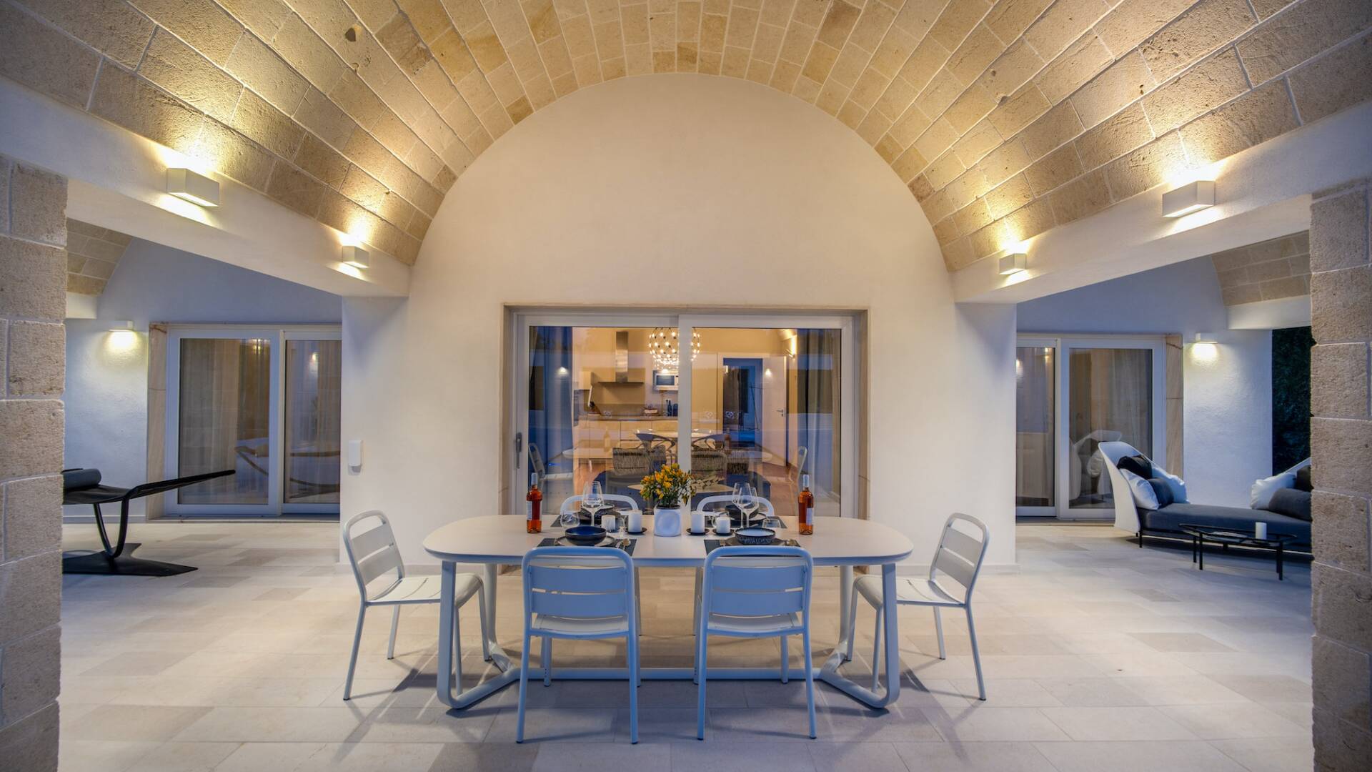 alfresco dining table by the pool