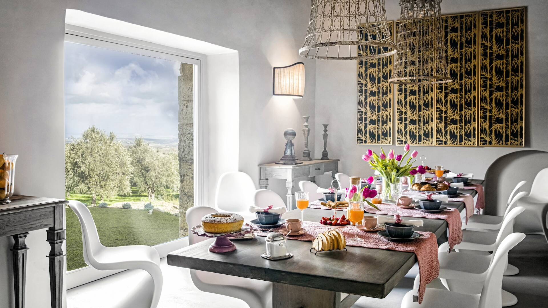 dining room with countryside view