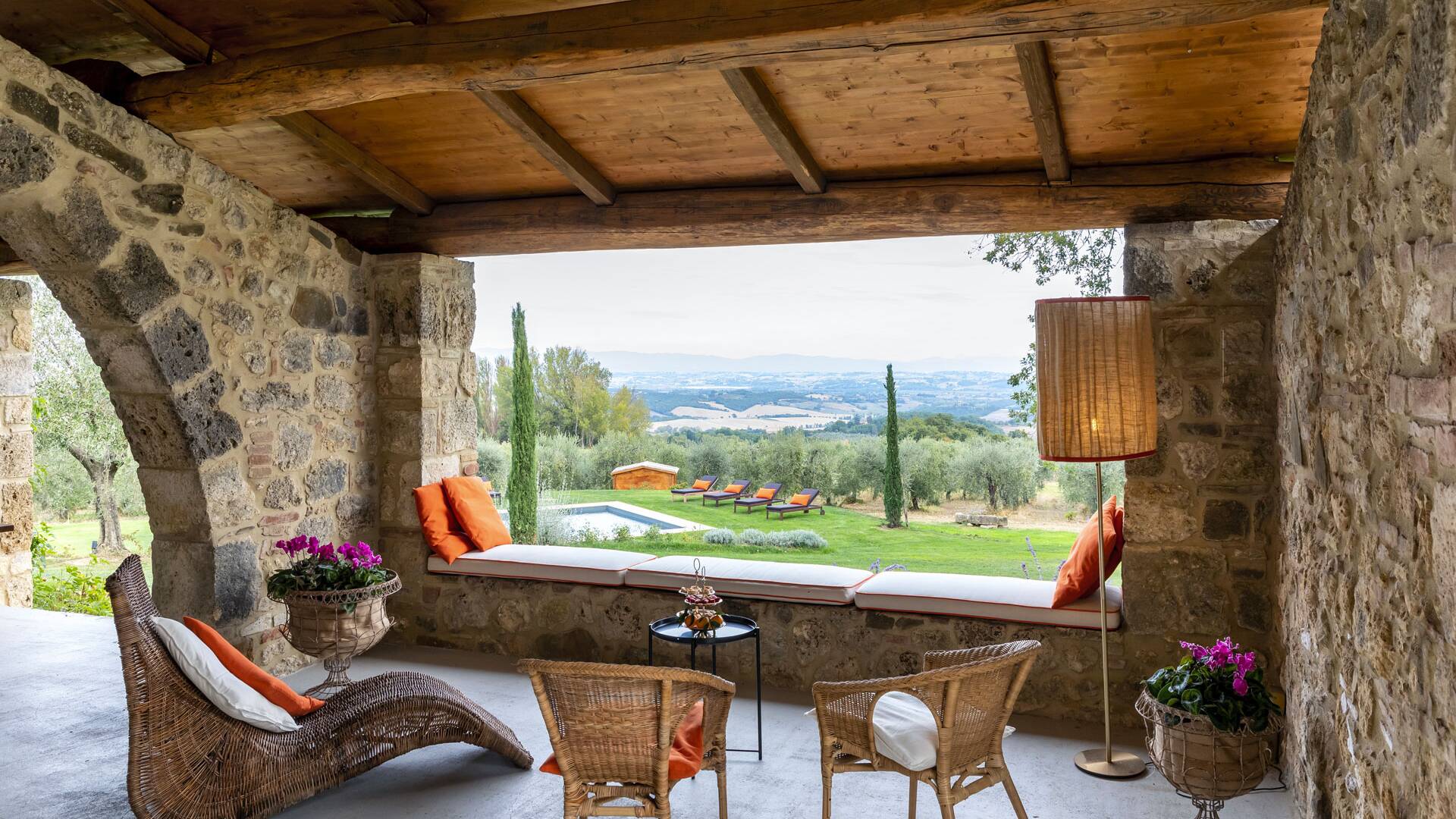 pergola with charming countryside view