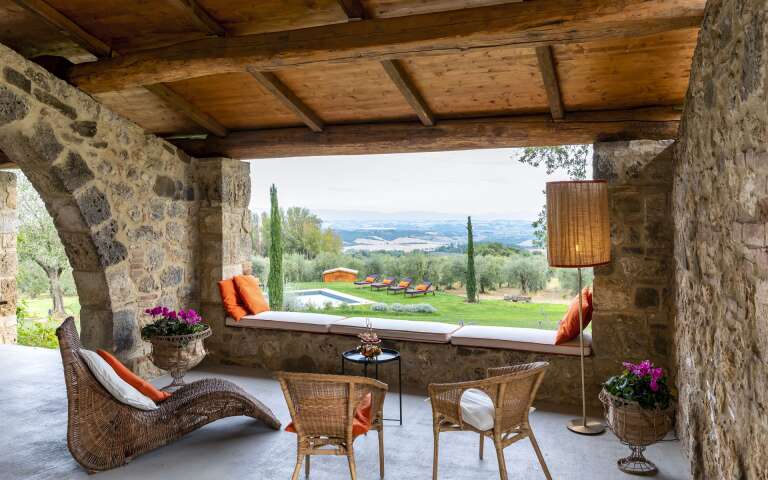 pergola with charming countryside view
