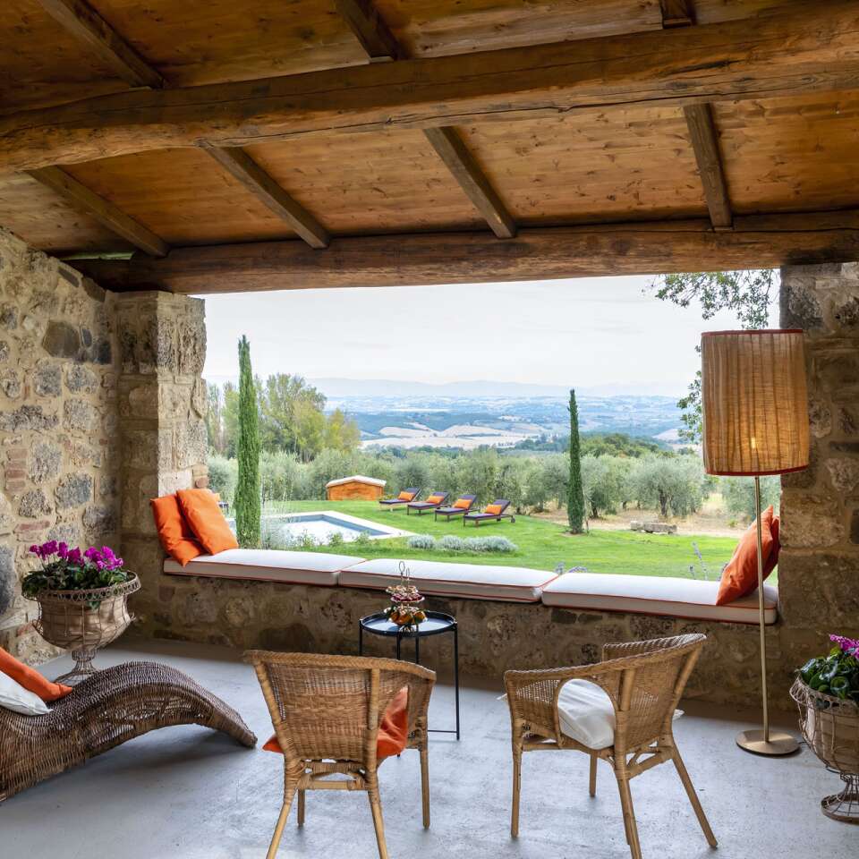 pergola with charming countryside view