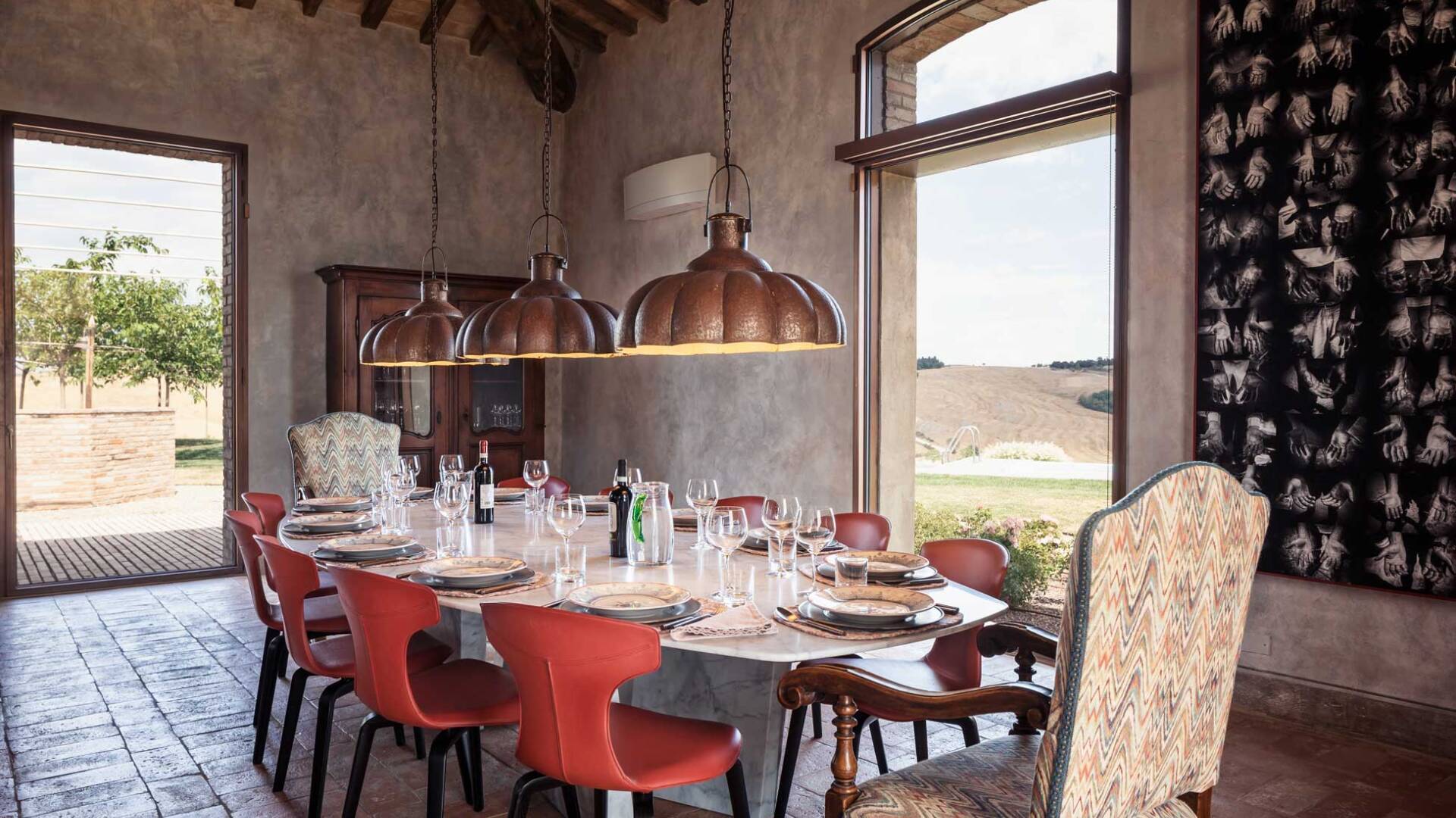 dining room with picturesque view