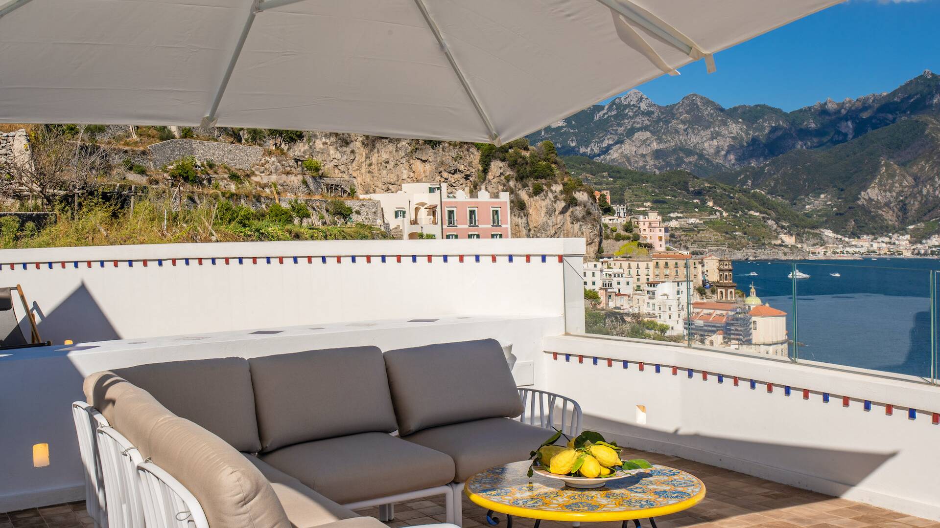 terrace with view over the bay of Amalfi