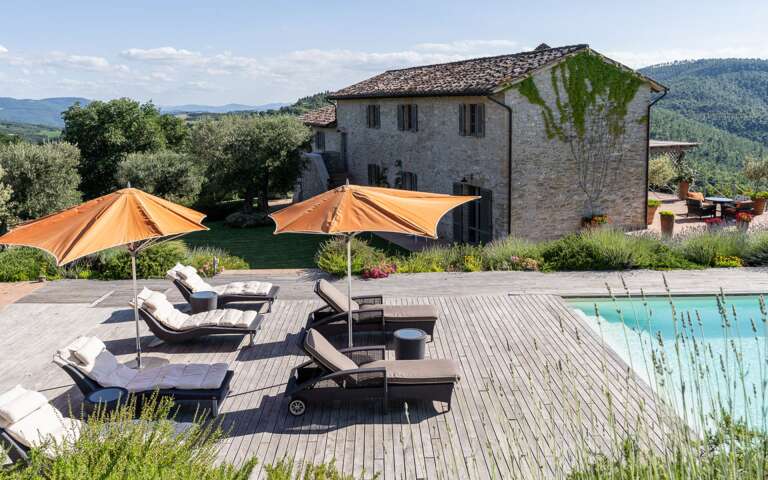 sun loungers and umbrellas