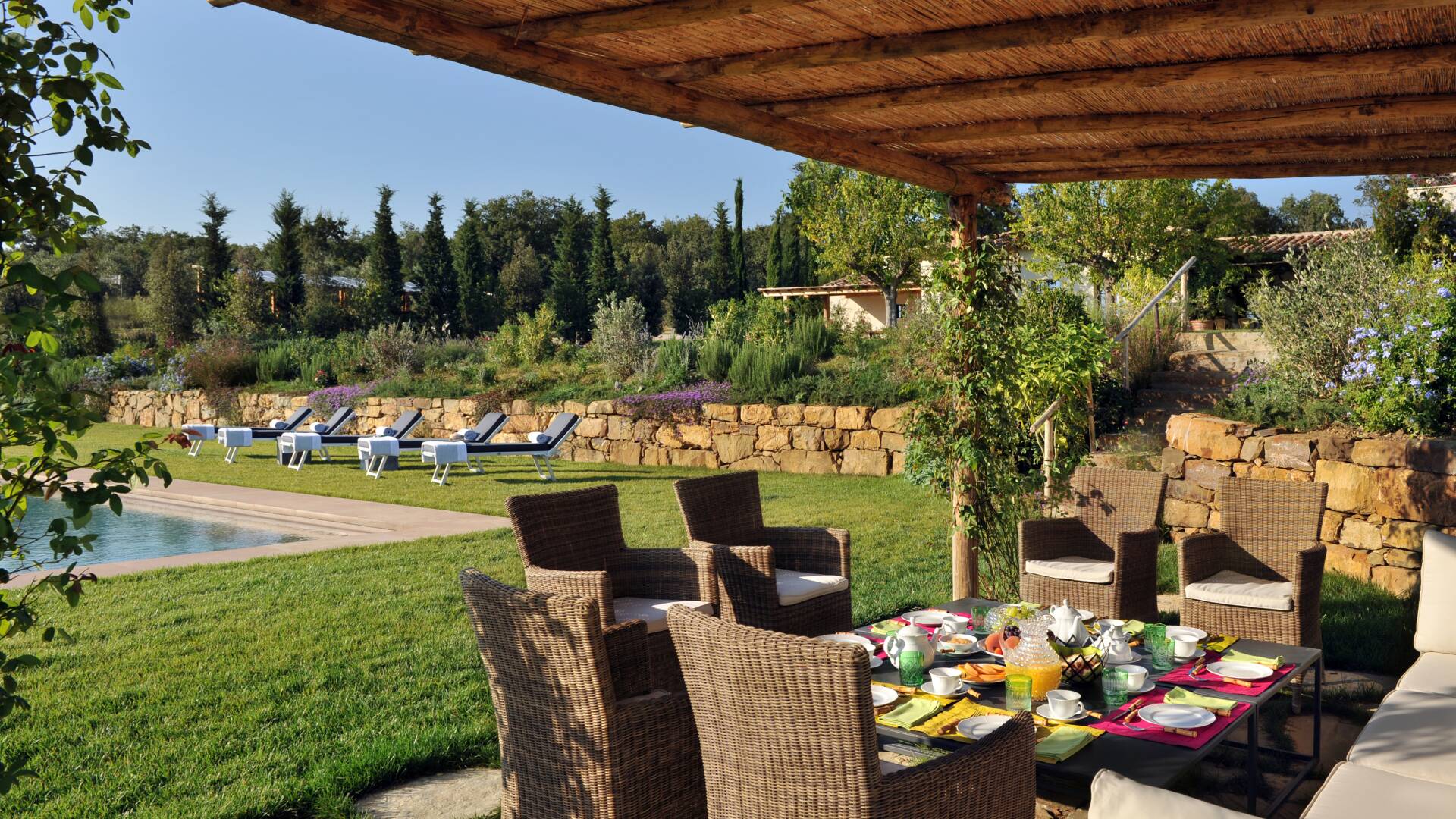 pergola by the swimming pool