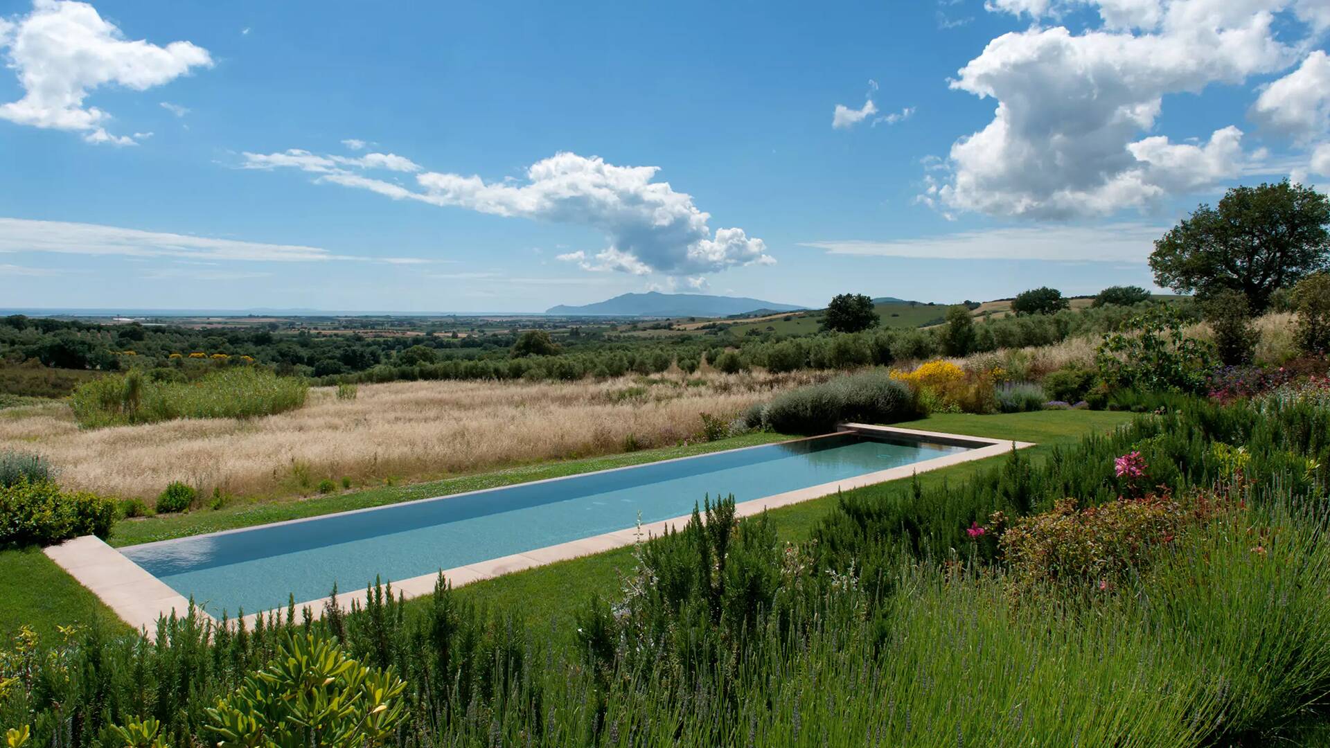 private swimming pool with countryside view