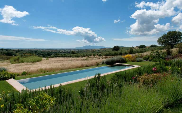 private swimming pool with countryside view