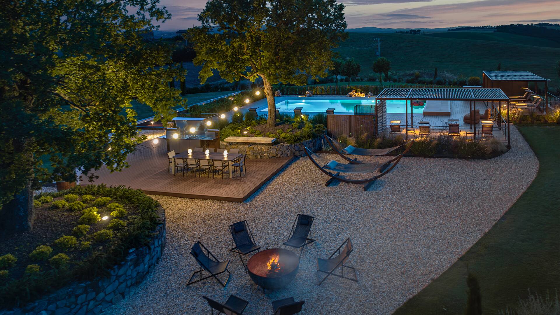 al fresco dining area and fire pit