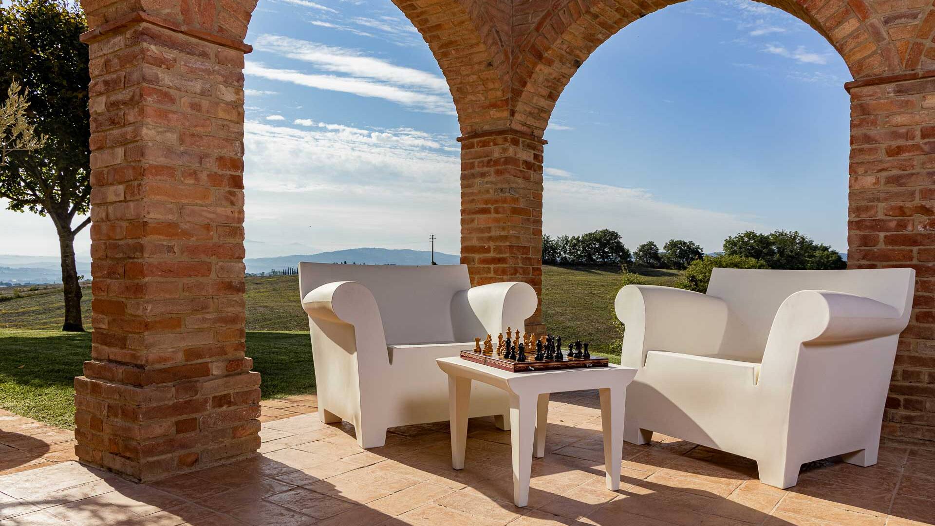 sitting area surrounded by the peaceful countryside