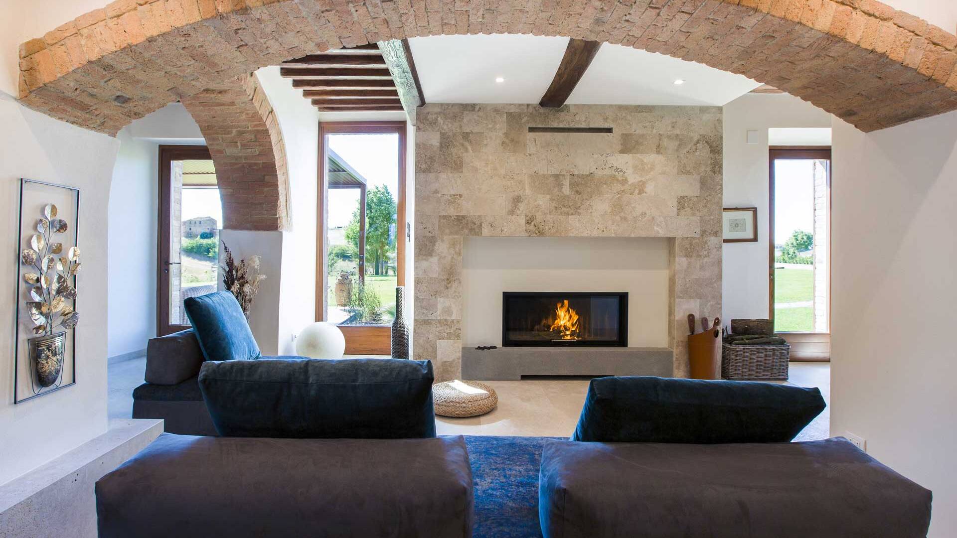 living room with fireplace