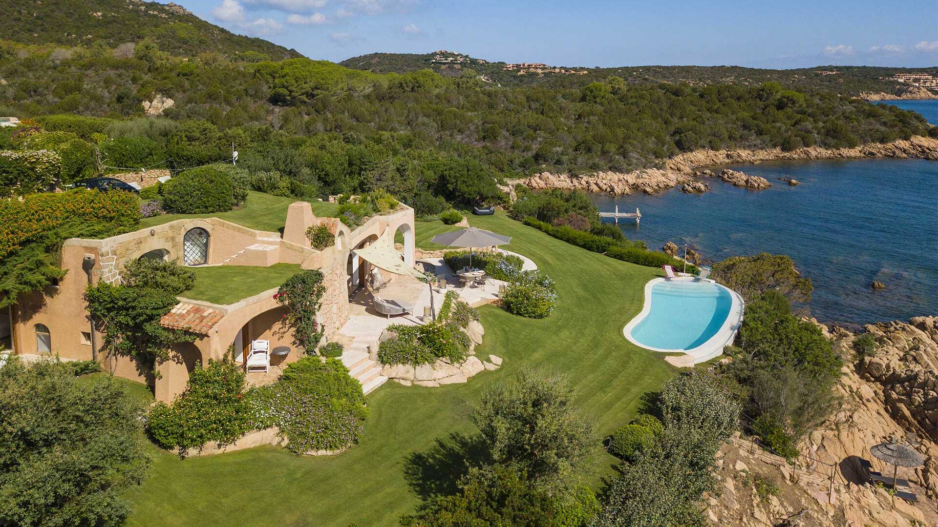 aerial view of Porto Cervo and the villa