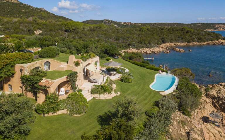 aerial view of Porto Cervo and the villa