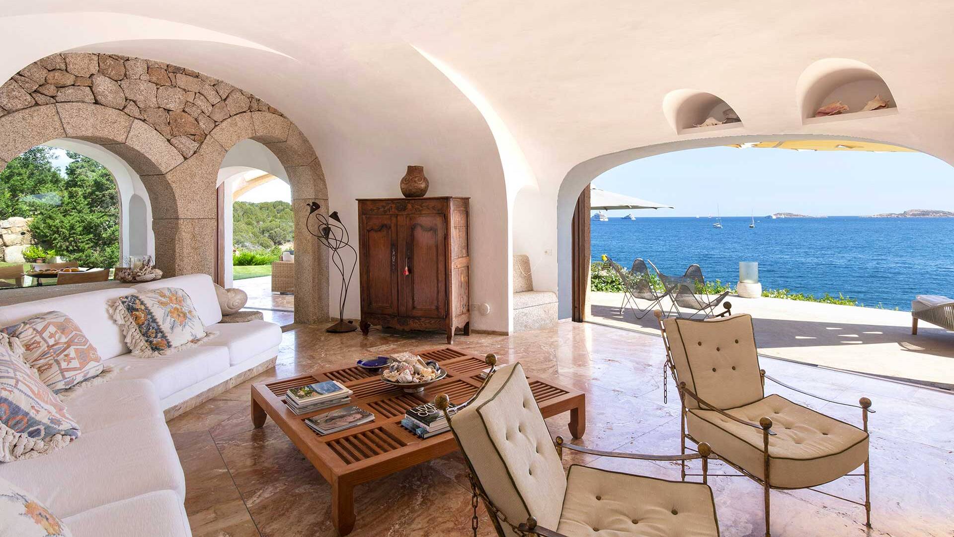 living room of the villa and sea view