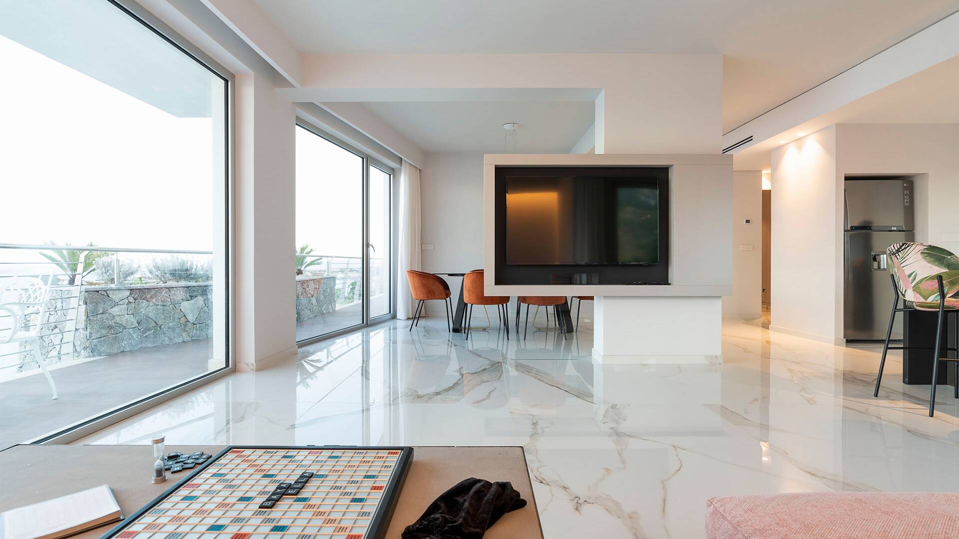 second floor, living room and sea view