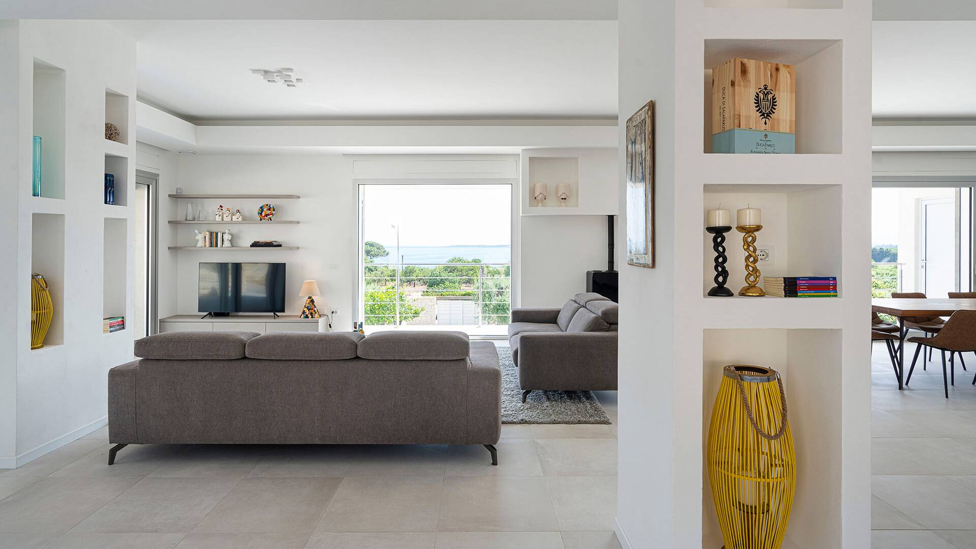 living area with sea view