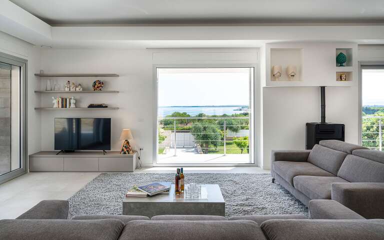 living area with sea view