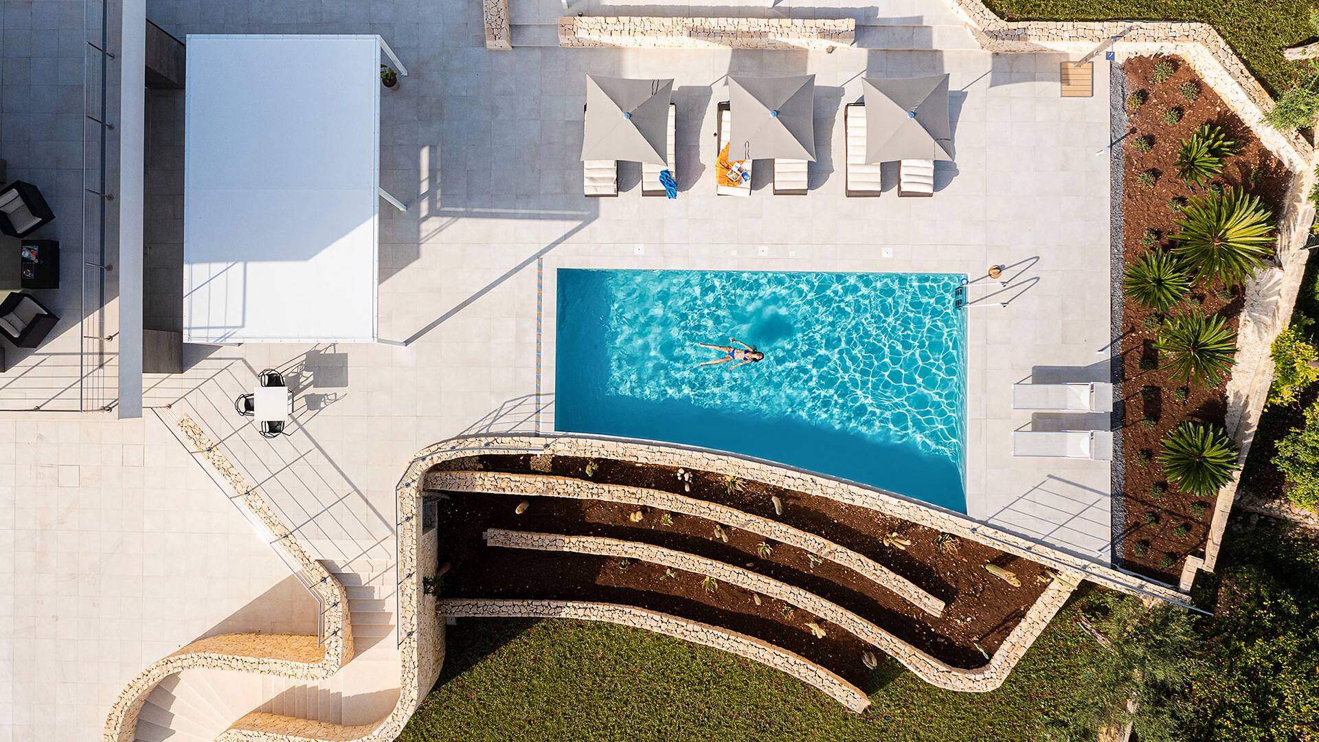 aerial view of pool