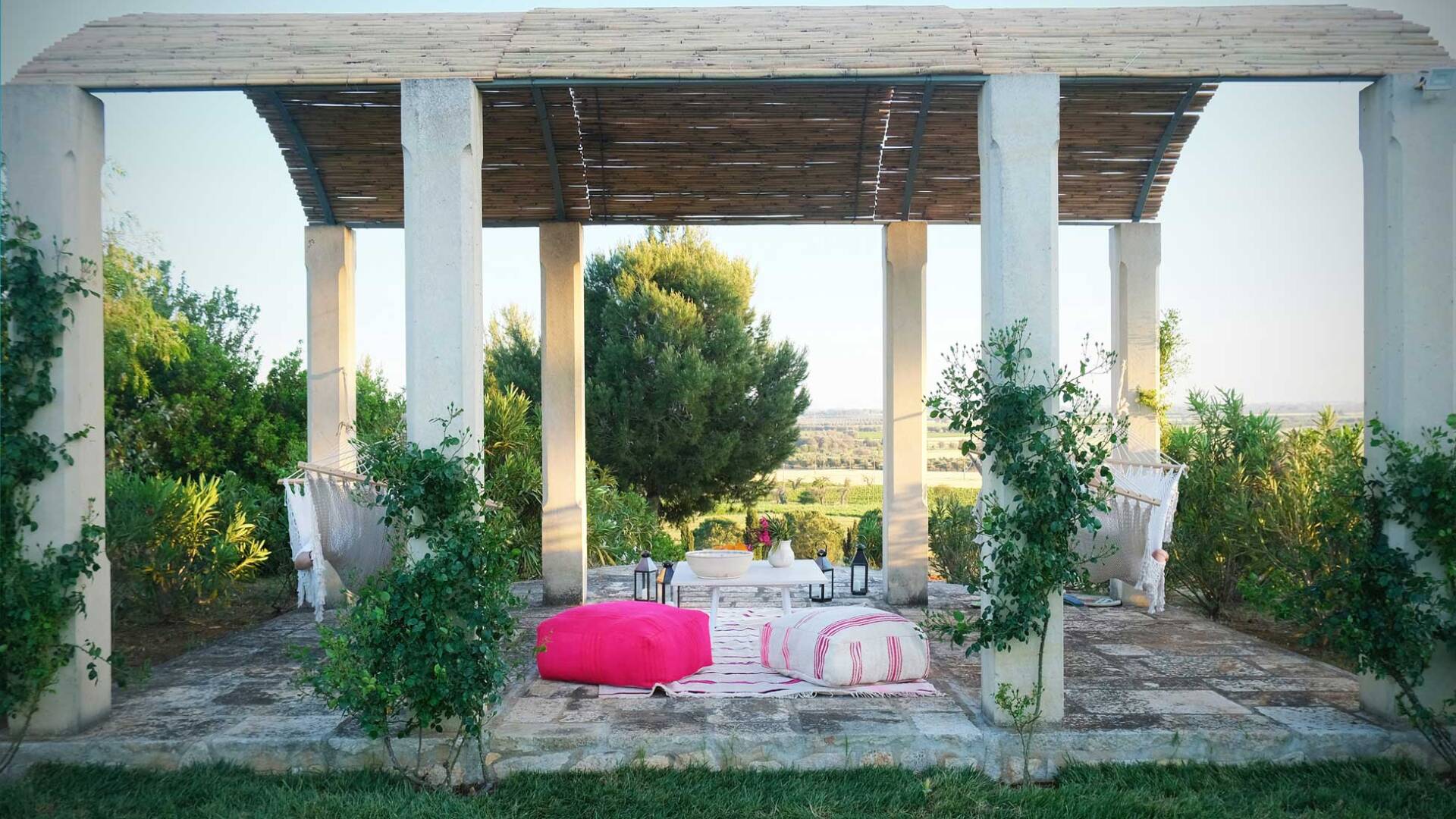 gazebo and covered lounge area