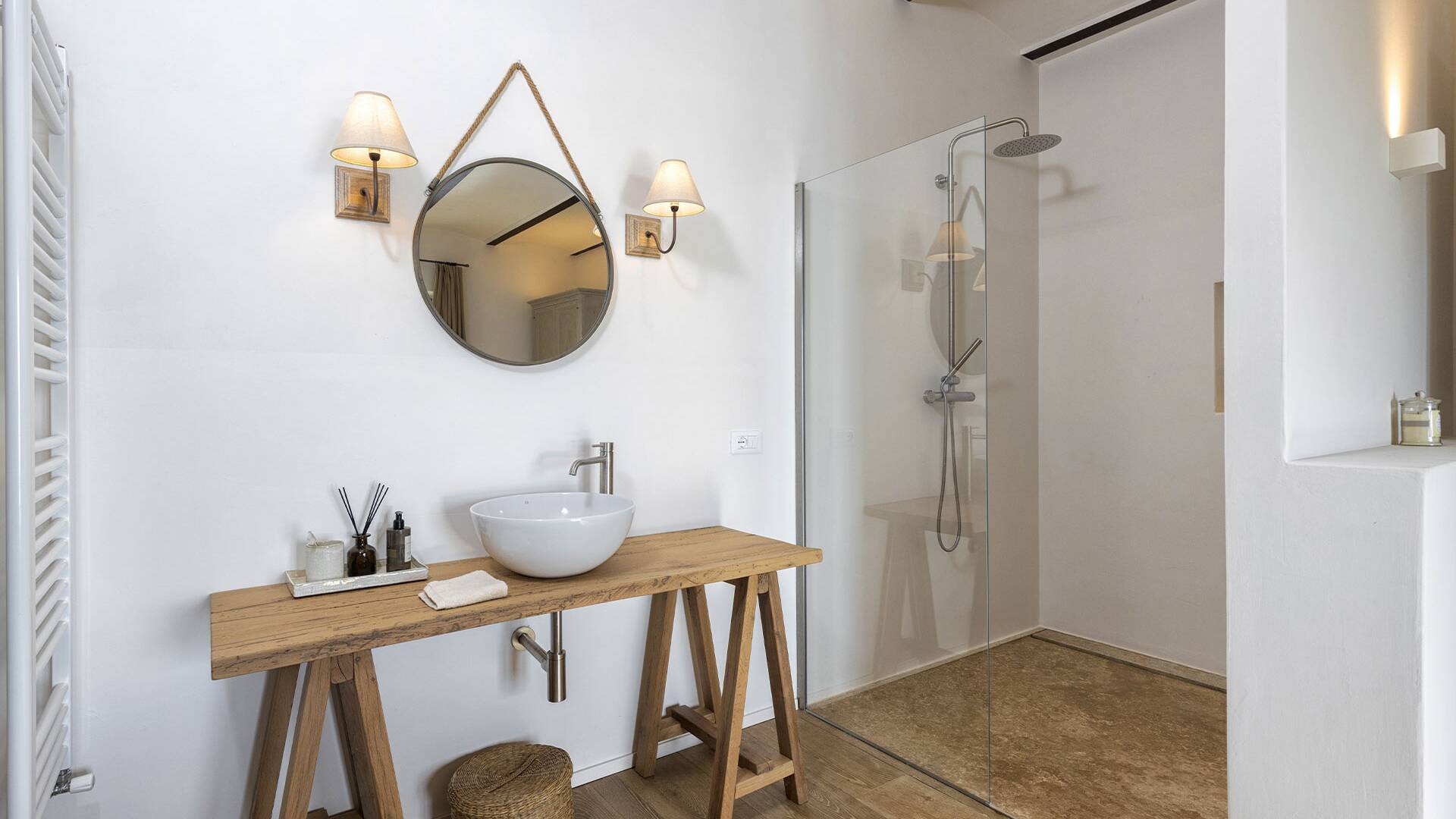 en suite lavabo and shower cabin