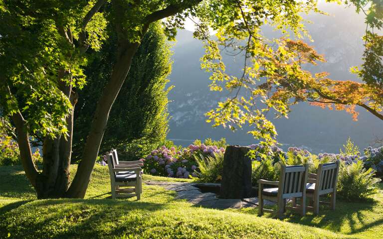 sitting area by Lake Como