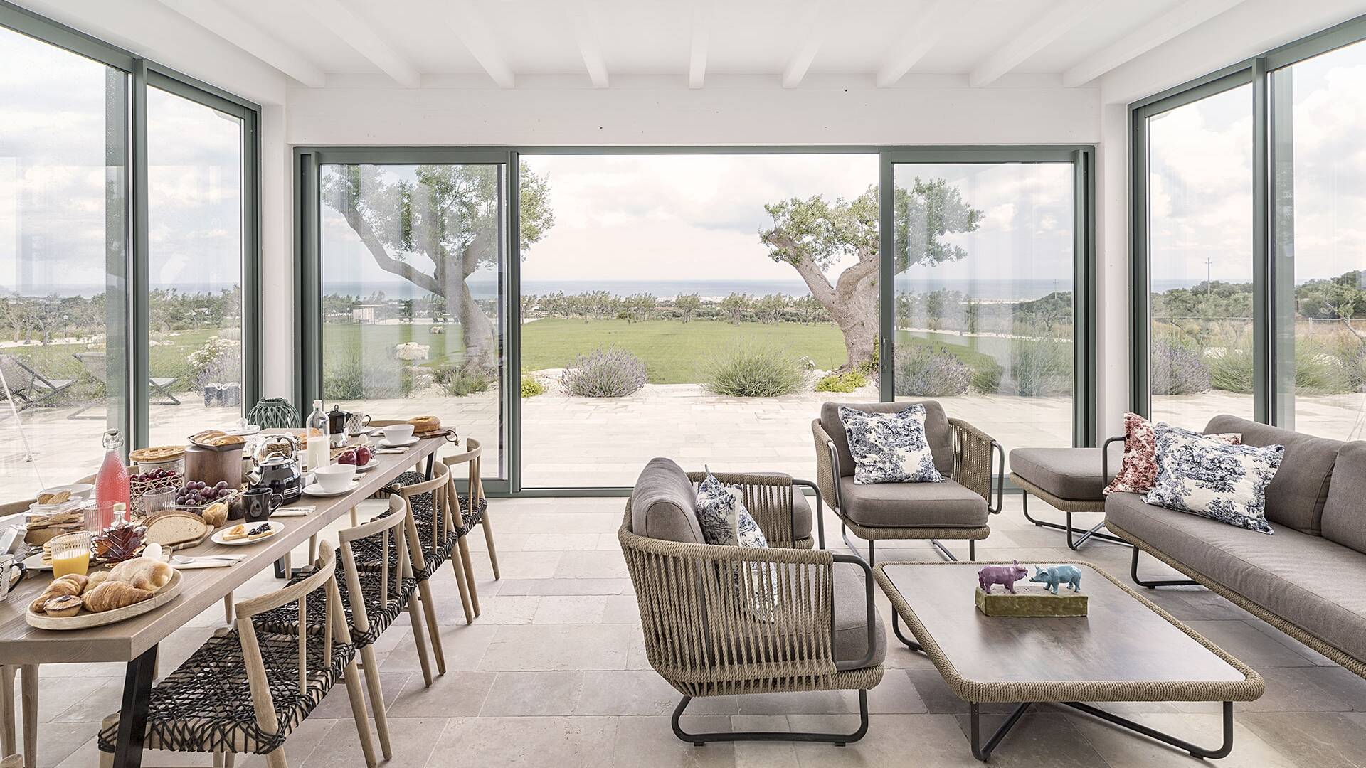 French windows in dining and living room