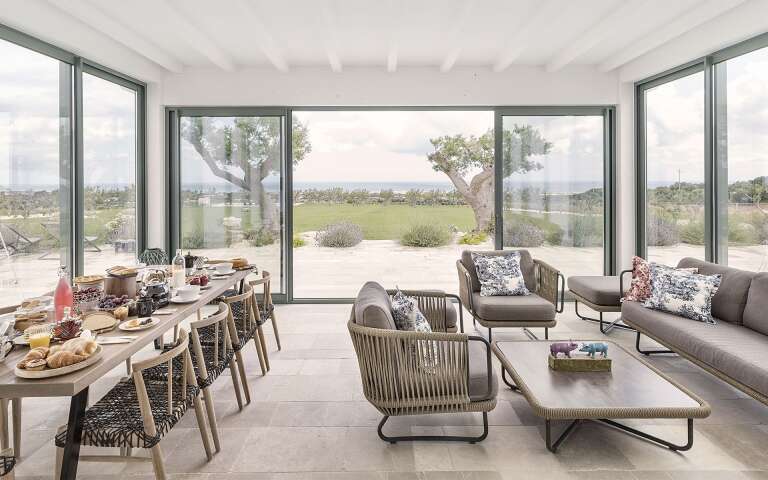 French windows in dining and living room