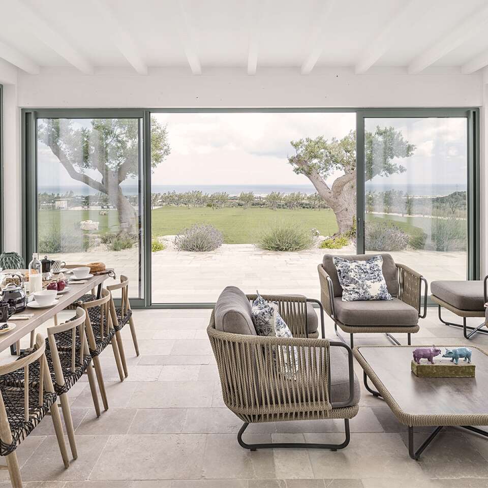 French windows in dining and living room