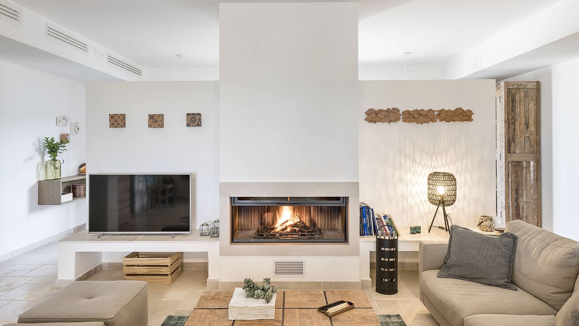 living room with fireplace