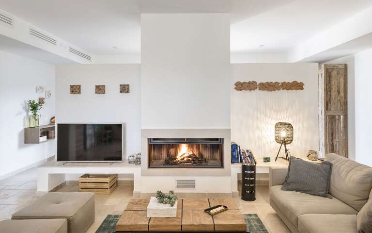 living room with fireplace