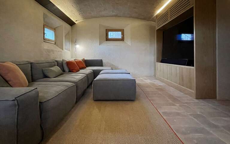 cosy TV room with sofas