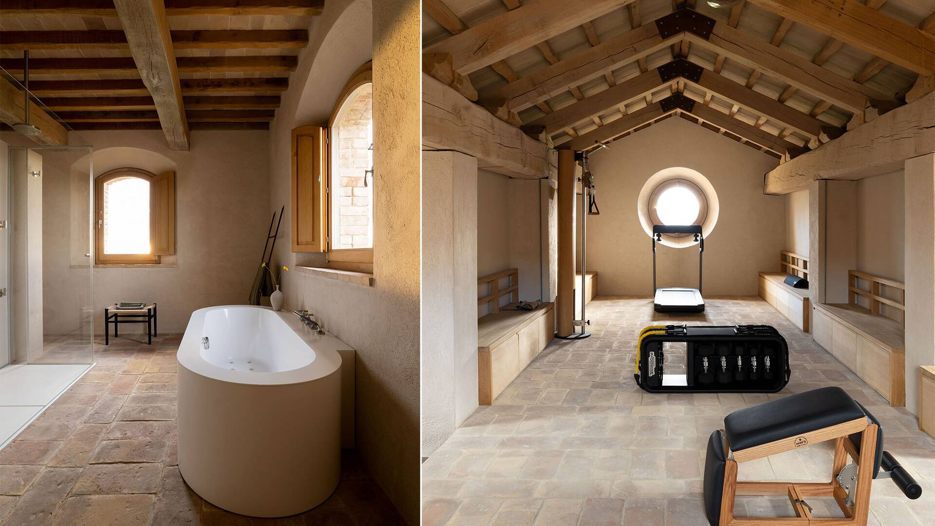 modern bath tub and indoor gym