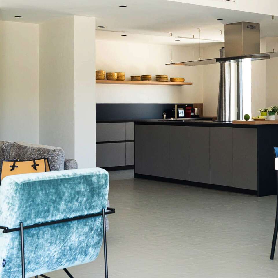 open space with modern kitchen 