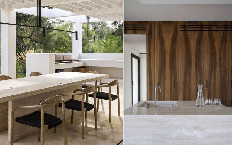 outdoor dining table and kitchen counter details